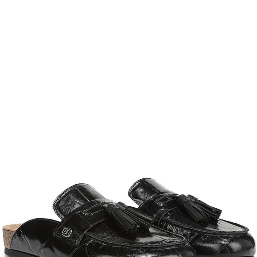 Sam Edelman Women’s Black Tassel Crocodile Leather Mules Loafers - Picture 4 of 13